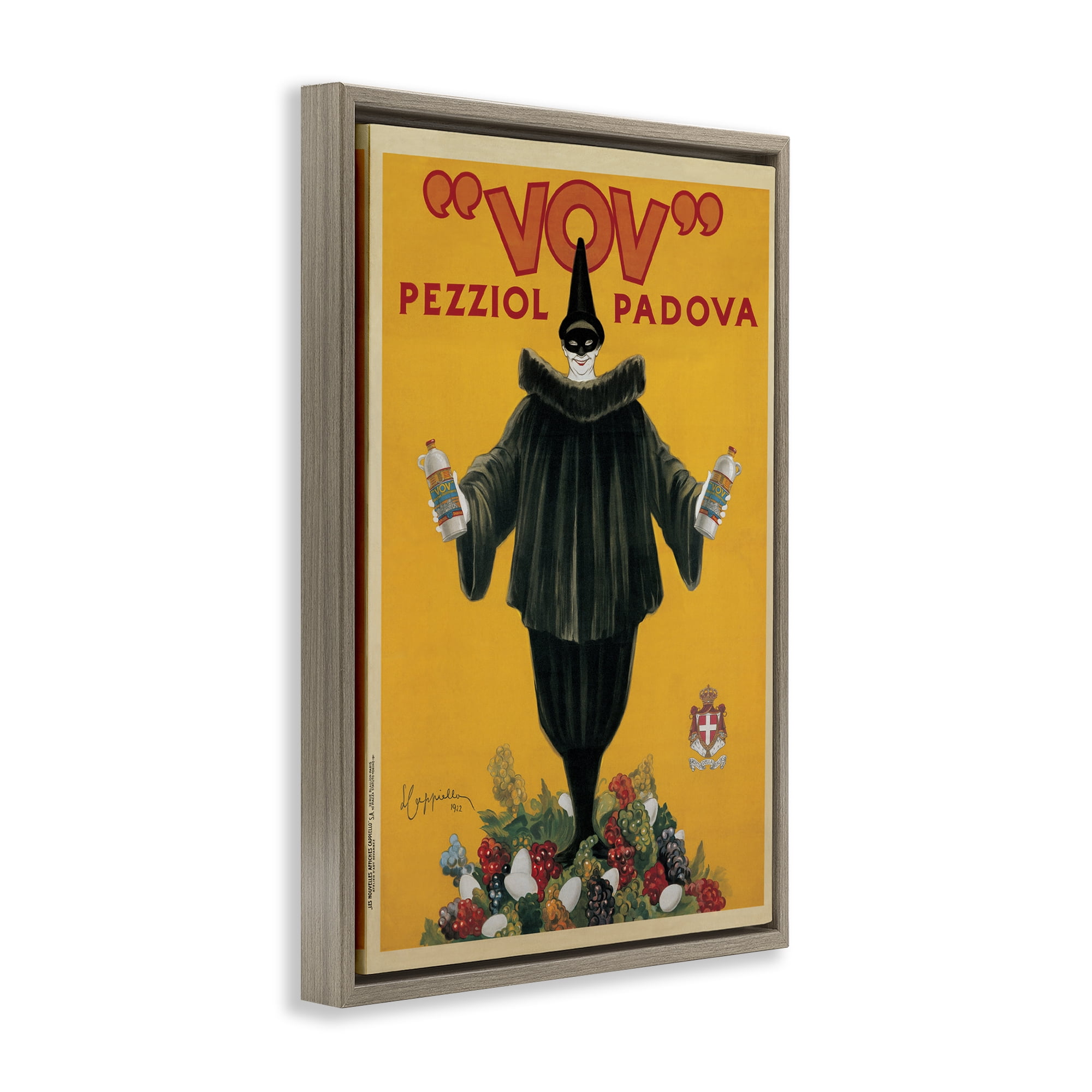 Stupell Industries Vintage Drink Poster Food & Beverage Painting Brown Floater Framed Canvas Art Print Wall Art, 21 x 31