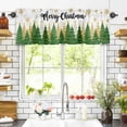 thumbnail image 3 of Green Christmas Tree Valances for Windows Merry Christmas Pine Gold Star Snowing Rod Pocket Curtain Valance Window Treatment Short Curtains for Kitchen Living Room, 60"x18", 3 of 5