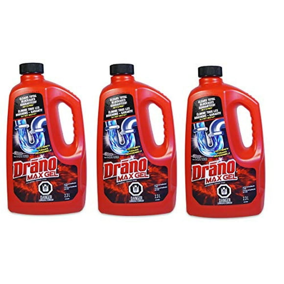 Drano Max Gel Drain Cleaner and Clog Remover, Value Pack, 3 x 2.3L