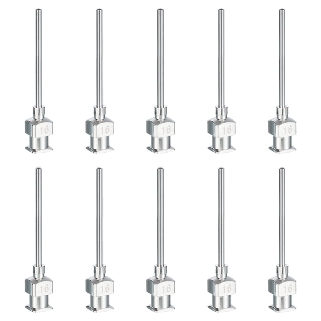 Unique Bargains 10 Pcs 16G 1 Inch Blunt Tip Dispensing Needle with Lure Lock for Refilling Liquid Inks Adhesives