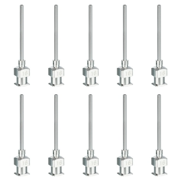 Uxcell 10 Pcs 16G 1 Inch Blunt Tip Dispensing Needle with Lure Lock for Refilling Liquid Inks Adhesives