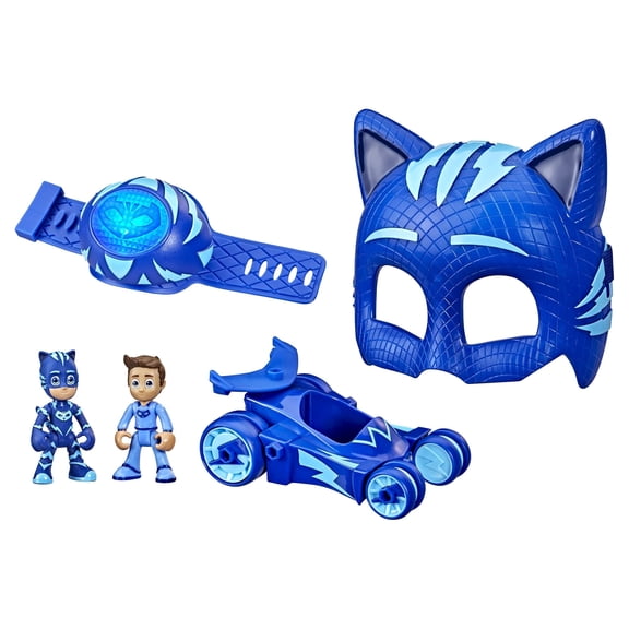 PJ Masks Catboy Power Pack Preschool Toy Set with 2 PJ-Masks-Action-Figures, Vehicle, Wristband, and-Costume-Mask, Kids 3 Years
