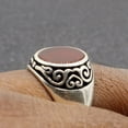 thumbnail image 4 of Silver Handmade Ring 925k Sterling Silver Red Carnelian GemStone Ring Men's Ring with Round Stones Outstanding Gift KCR022, 4 of 7