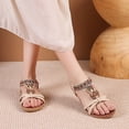thumbnail image 6 of Summer Sandals for Women 2026,Flat Sandals with Rhinestones for Women,Sparkling Boho Dressy Ladies' Sandal,Women's Wide Width Sandals Non Slip on Elastic Ankle Strap Beach Shoes,Khaki,6.5, 6 of 9
