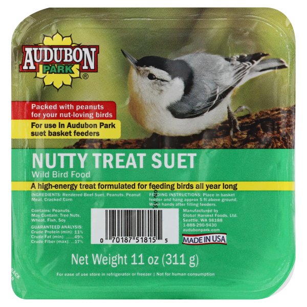 Audubon Park 1846 Nutty Treat Suet Cake Wild Bird Food, 11.75Ounces
