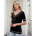 thumbnail image 4 of Blusa de primavera de manga corta con cuello en V y suéter AKEWEI para mujer, 4 of 6