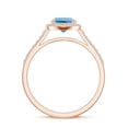 thumbnail image 3 of 925 Sterling Silver 1.50 CT Blue Topaz Halo Ring, Moissanite Engagement Ring in Rose Gold Plated| Oval December Birthstone Wedding Ring, Birthday, Anniversary, Wedding Jewelry, Ring Size 5, 3 of 4