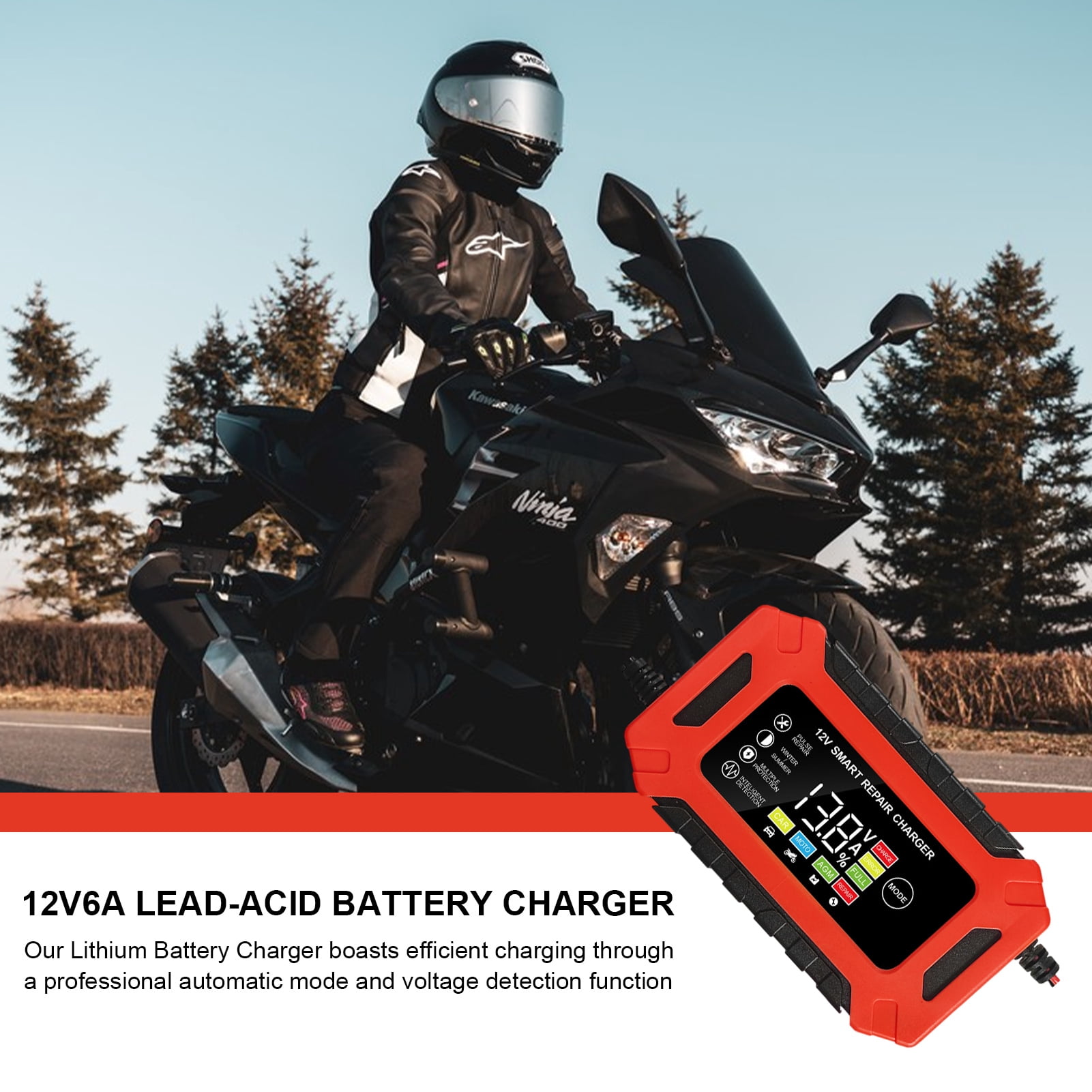 Battery Chargers, 12V Smart Fully Automatic Battery Maintainer, Battery Minder with Temperature Compensation for Motorcycle, Car, Lawn Mower, Boat