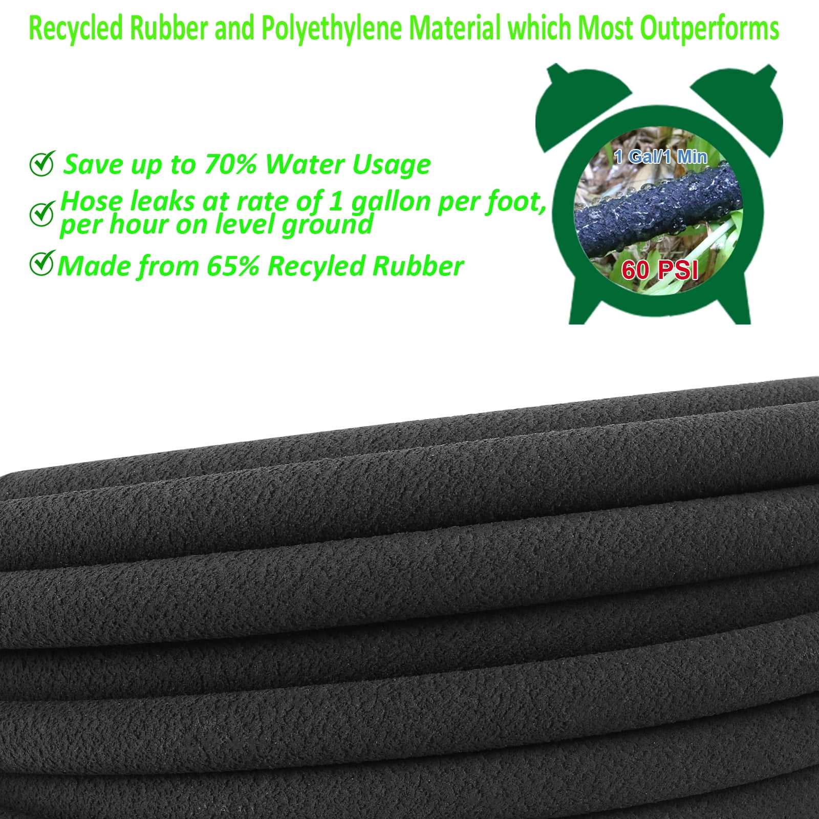 STYDDI Soaker Hose, 1/2" x 50ft Round Soaker Garden Hose, Heavy Duty Water Seeper Hose Great for Garden Vegetable Beds, Lawn and Plants