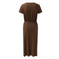 thumbnail image 7 of Sngxgn Women's Casual Fall Dresses Long Sleeve Wrap V Neck High Low Ruffle Dress(Brown,L), 7 of 7