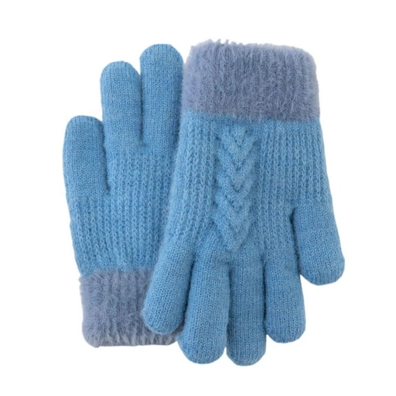 Fgnfyis Winter Children Double Layer Gloves Warm Lined for Students Writing Riding and Cold Weather Protection Blue