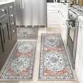 thumbnail image 2 of Findosom 3pcs Kitchen Rugs Set,Washable Boho Farmhouse Kitchen Mats for Floor,Non Slip Kitchen Floor Mat Carpet Runner Rugs for Entryway Hallway Laundry Home Decor 20"x32"+20"x47"+20"x59" Orange, 2 of 8