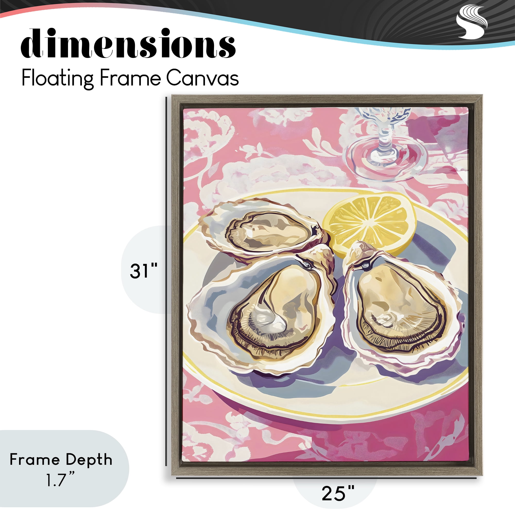 Stupell Industries Plated Oysters & Lemons Brown Framed Floater Canvas Wall Art, design by The Prints Vibe