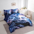 thumbnail image 3 of Homewish Magical Wolf Wildlife Bedding Comforter Set 7pcs for Teens, Japanese Cherry Blossoms King Bedding Sets, Tokyo Style Reversible Bed Sheets, Ultra Soft Bedroom Decor, 3 of 7