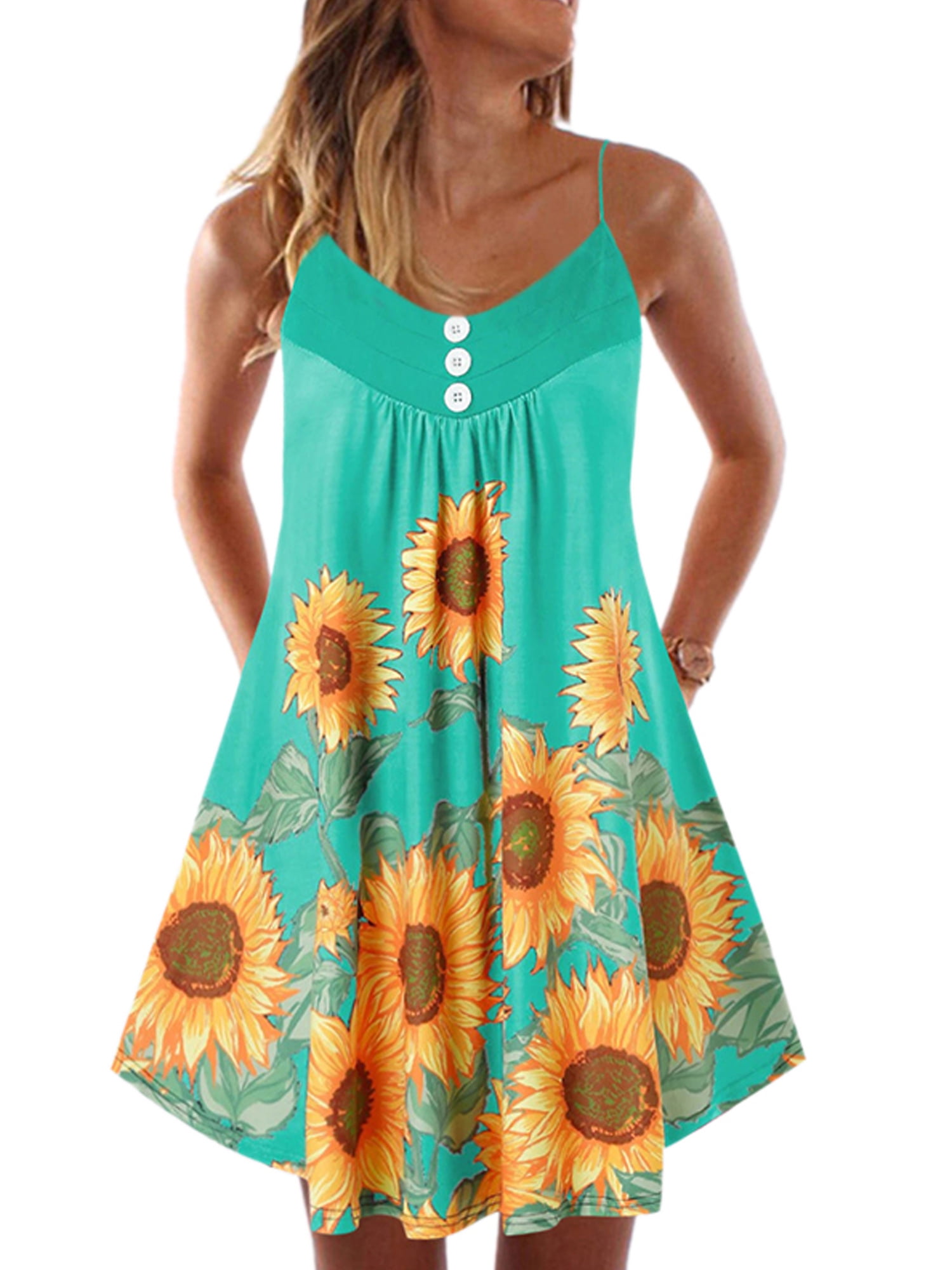 Sunflower Spaghetti Strap Mini Dress 