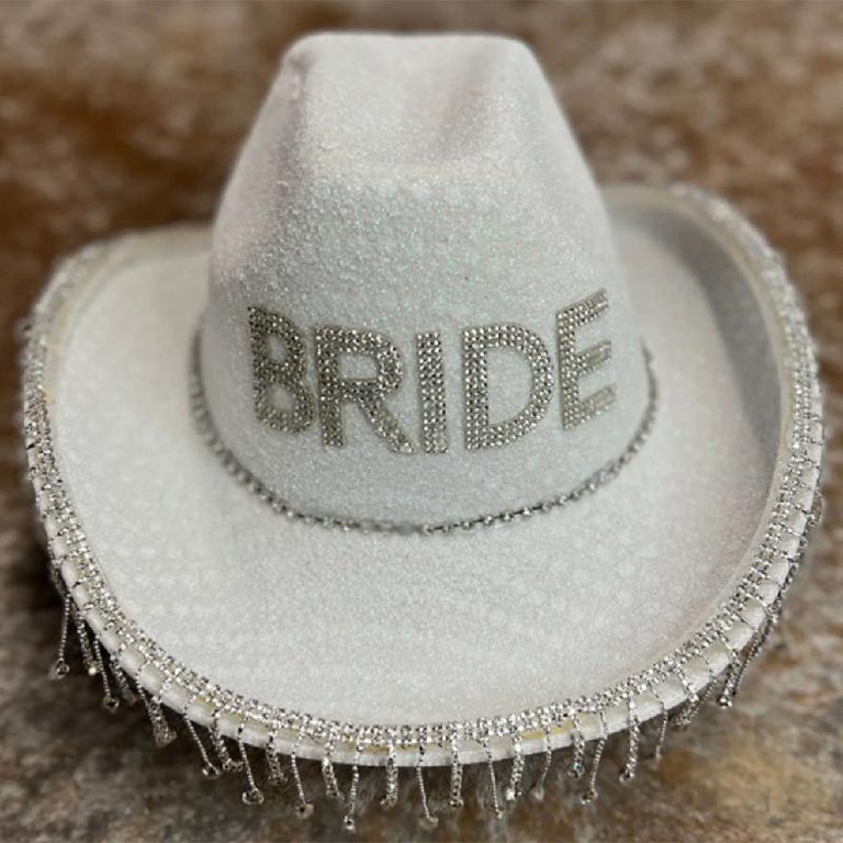 New Cowgirls Rhinestone Shinning Hat Wedding Party New Yokua BRIDE Letter Cowgirl Hat Shinning Rhinestone Fringe  main image 4