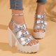 thumbnail image 2 of MKLEKYY Sandalias Flexi de Verano para Mujer, Sandalias de Tacón Alto Con Plataforma y Punta, Zapatos Casuales de Playa Con Hebilla para Fiestas Al Aire Libre y Escuela, Cómodos, 2 of 5
