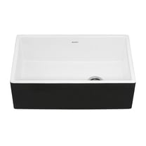 Ruvati 30-inch Fireclay Farmhouse Offset Drain Kitchen Sink Single Bowl