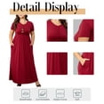 thumbnail image 6 of Cuteduck Womens Plus Size Maxi Dress Short Sleeve Floral Print Empire Waist Summer Dress with Pockets 1X-5X, 6 of 10