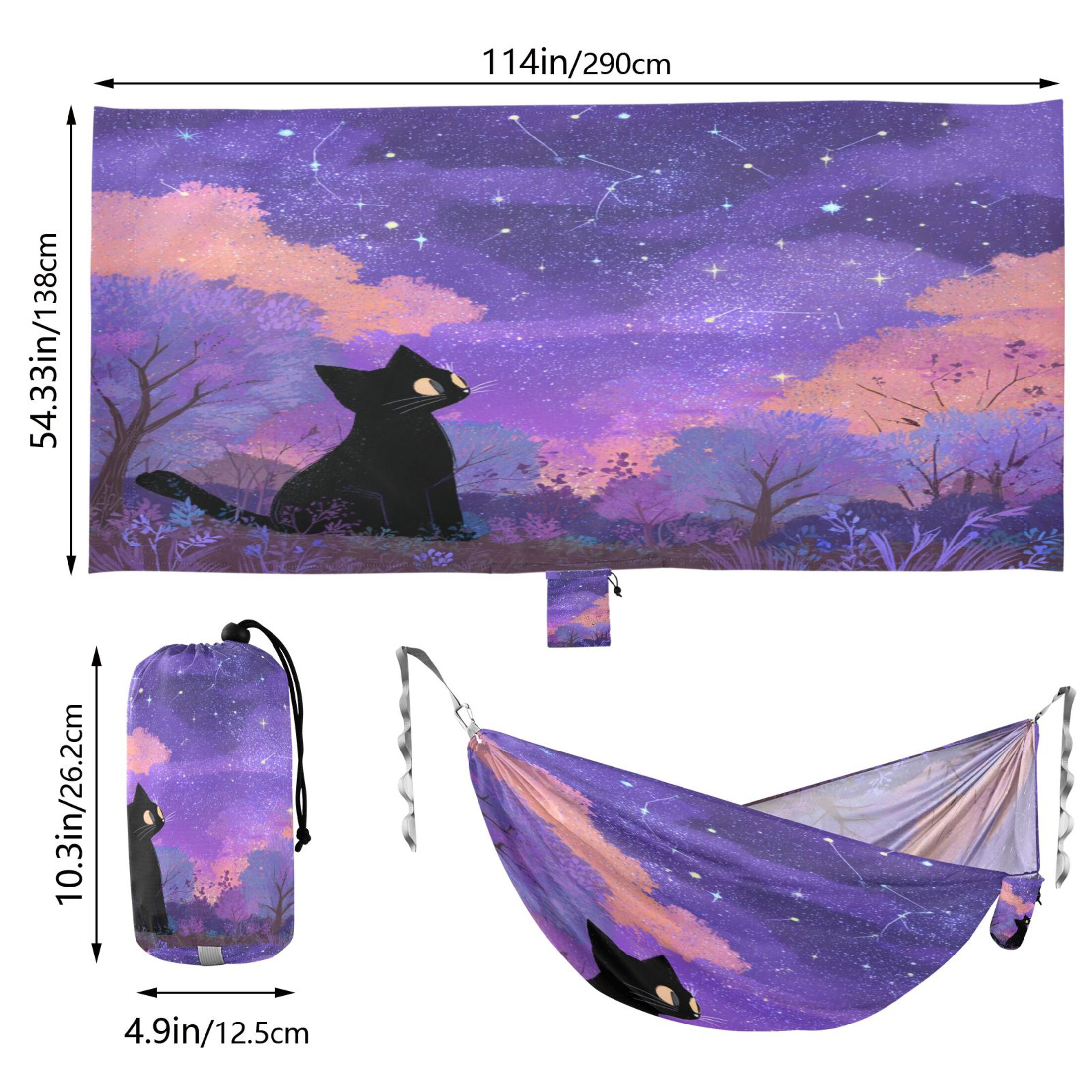 Hammock Camping Hammock Nylon Portable Hammock Travel Camping Hammock Black Cat Cute