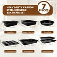 thumbnail image 2 of Godance Baking Pans Set, 7-Piece Nonstick Bakeware Sheets Set, Including Cookie Sheet, Deep Roaster Pan, Square Pan, Loaf Pan, Muffin Pan, Carbon Steel Baking Set, Oven Pans for Cooking (Dark Gray), 2 of 8