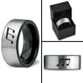 thumbnail image 4 of Tungsten Triplet Beam Note Music Band Ring 8mm Men Women Comfort Fit Brushed Gray Flat Cut Black Polished, 4 of 4
