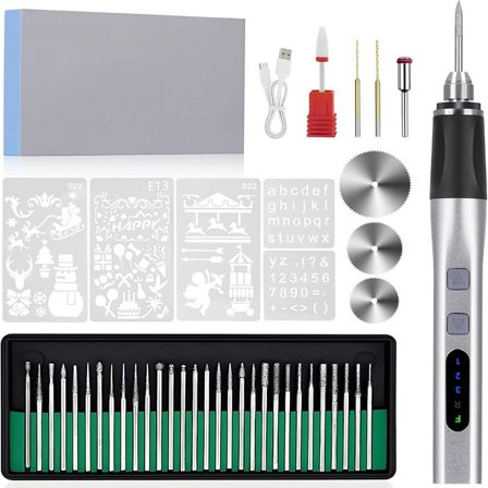 37 Bit Electric Engraving Pen, Cordless Engraving Pen USB Rechargeable, DIY Rotary Engraving Machine A