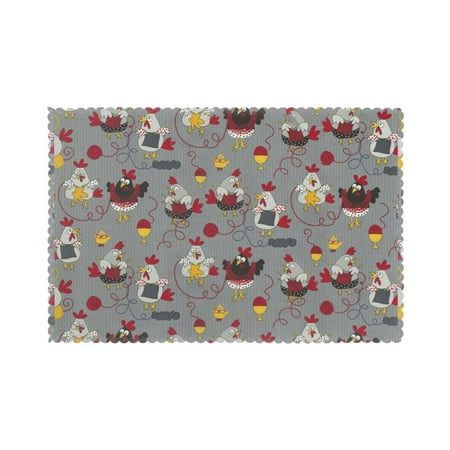 

Home Red Chickens Outdoors Placemats Set Of 6 Washable Wipeable Place Mats Place Mats For Festival Parties Family Dinner (12 X 18inch)