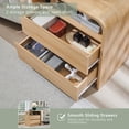 thumbnail image 4 of 25 Tall Modern Nightstand with Charging 23.6 Wide Wood Bedside Table 2 Storage Drawers Large Mid Century End Table for Bedroom and Living Room Curved Profile Natural Oak, 4 of 6