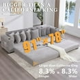 thumbnail image 4 of Sleeper Sofa Bed King, Corduroy Modular L Shaped Sofa, Oversized Reversible Chaise Lounge, Modern Sectional Couch with Ottoman, Cup Holder, Side Pocket, 8 Pillows, for Living Room, Light Gray, 4 of 9