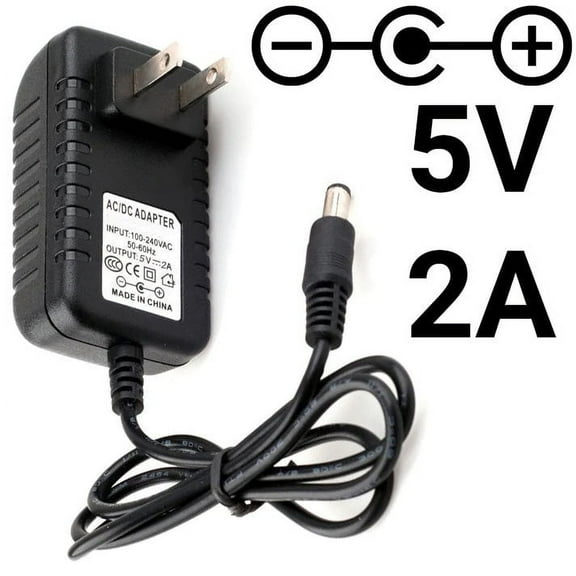 5 Volt DC, 2 Amp Wall Power Adapter with 5.5mm Barrel Jack, 2.1mm Inner Diameter (Center Positive)