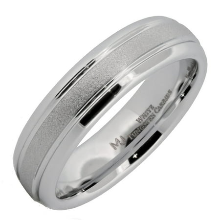 MJ Metals Jewelry White Tungsten Carbide Ring For Men Women Sand Blasted Center Polished Edges COMFORT FIT 6mm Size 11.5 MJ Metals Jewelry White Tungsten Carbide Ring For Men Women Sand Blasted Center Polished Edges COMFORT FIT 6mm Size 11.5