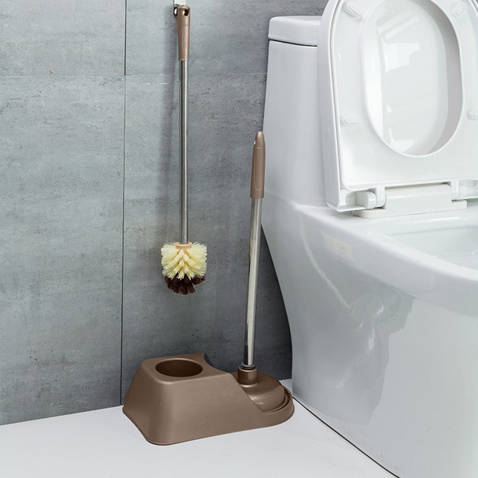 Potrochi Toilet Plunger and Brush, 2 in 1 Toilet Bowl Brush Plunger Set with Holder, Toilet Plunger and Bowl Brush Combo for Bathroom Cleaning, Bathroom Cleaning Tools Combo