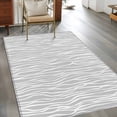 thumbnail image 2 of Area Rug for Living Room, Gray Lines Non-Slip Indoor Large Carpet for Bedroom/Dining Room, Vintage Wave Stripes Texture Simple Washable Low-Profile Rectangle Floor Mat Runner Rugs - 3 x 5 Ft, 2 of 8