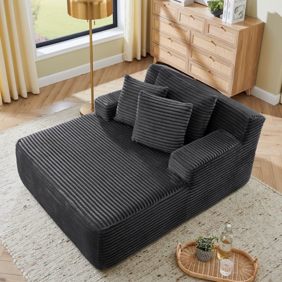 Single Lazy Sofa Lounge Chair, No Assembly Required, Made Of Velvet Fabric, Fluffy Modern Single Lounge Chair, Used for Indoor Living Rooms and Bedrooms (Gray)