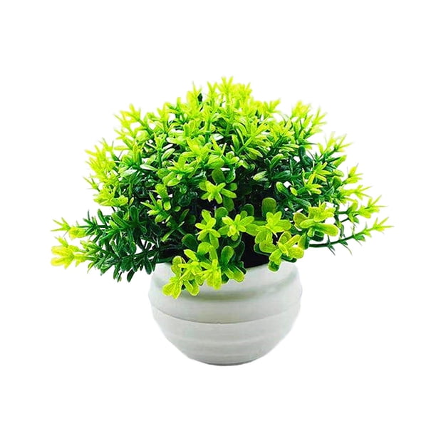 Adorno en maceta de flores falsas, decoración de bonsái Artificial, forma semiesférica pequeña, plantas falsas, bonsái de imitación para interior y Verde