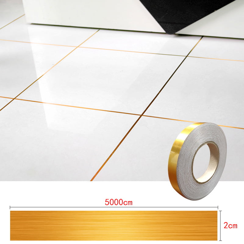 Helmay Ceramic Tile Mildewproof Gap Tape Tile Gap Sealing Tape Waterproof Foil Strip Silver Golden Rims