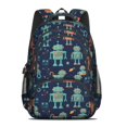 thumbnail image 2 of Robot and Gears Blue Pattern Backpack for School, Cute School Bag with Adjustable Shoulder Straps and Padded Back, 16.9"x12.6"x5.9", 2 of 4