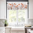 thumbnail image 3 of Watercolor Floral Kitchen Curtains and Valances Set, Rod Pocket Curtains Tier Farmhouse Window Curtains 36 Inch Length, Orange Poppy Wild Flower Botanical 3 Piece Kitchen Curtains Set, 3 of 6