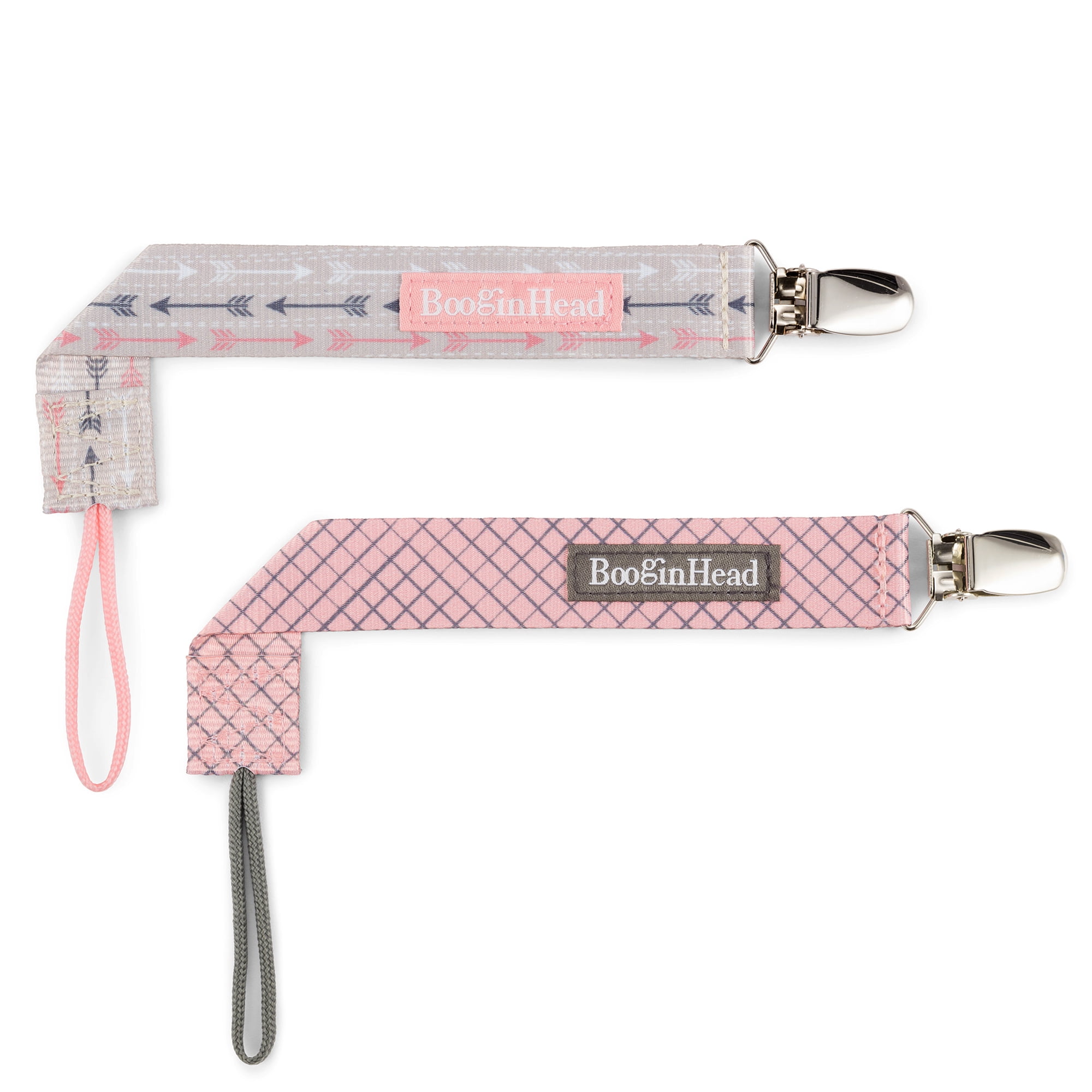 BooginHead Universal Pacifier Clips, Infant Toddler Boys and Girls, Pink Arrows Chevron Mint