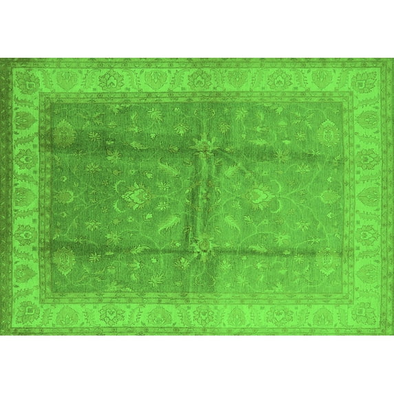 Ahgly Company Indoor Rectangle Oriental Green Traditional Area Rugs, 8' x 12'