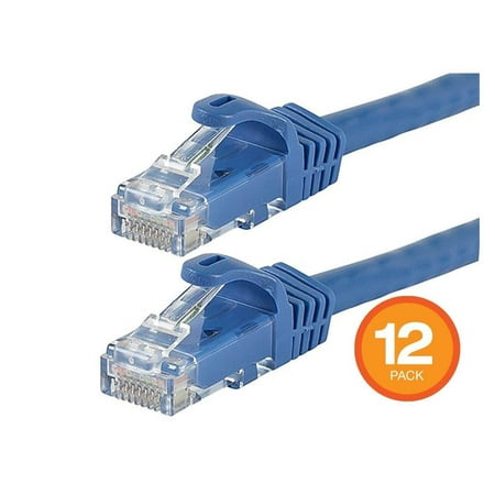 UPC: 0889028160305 | Monoprice Cat6 Ethernet Patch Cable – 3 Feet – Blue (12-Pack) Snagless RJ45  550MHz  UTP  Pure Bare Copper Wire  24AWG – FLEXboot Series