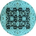 thumbnail image 1 of Ahgly Company Indoor Round Oriental Light Blue Traditional Area Rugs, 3' Round, 1 of 4