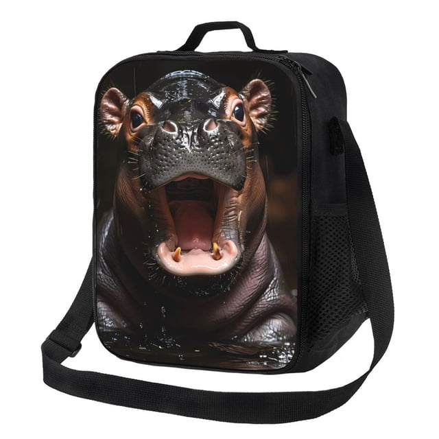 Fotbe Playful Baby Hippo Splash Lonchera Bolsa de Almuerzo para Hombres y Mujeres, Lonchera de Gran Capacidad, Bolsa de Almuerzo Reutilizable, Bolsa Térmica Aislante