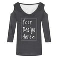 thumbnail image 2 of Fiaer Clearance,Womens 3/4 Length Sleeve Cold Shoulder T Shirts,Black Plus Size V Neck Women's Tops,Ladies Loose Fit Fashion Casual Tshirts Light Gray XL, 2 of 7