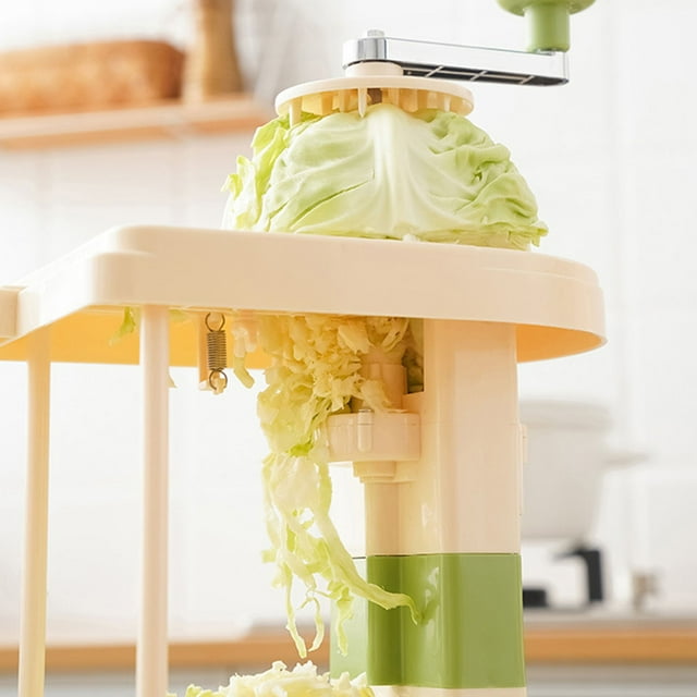 Cortador manual de verduras con manivela para triturar y rebanar: herramienta de cocina compacta para preparar repollo, verduras de hoja verde y ensalada de col. Diseño fácil de limpiar.