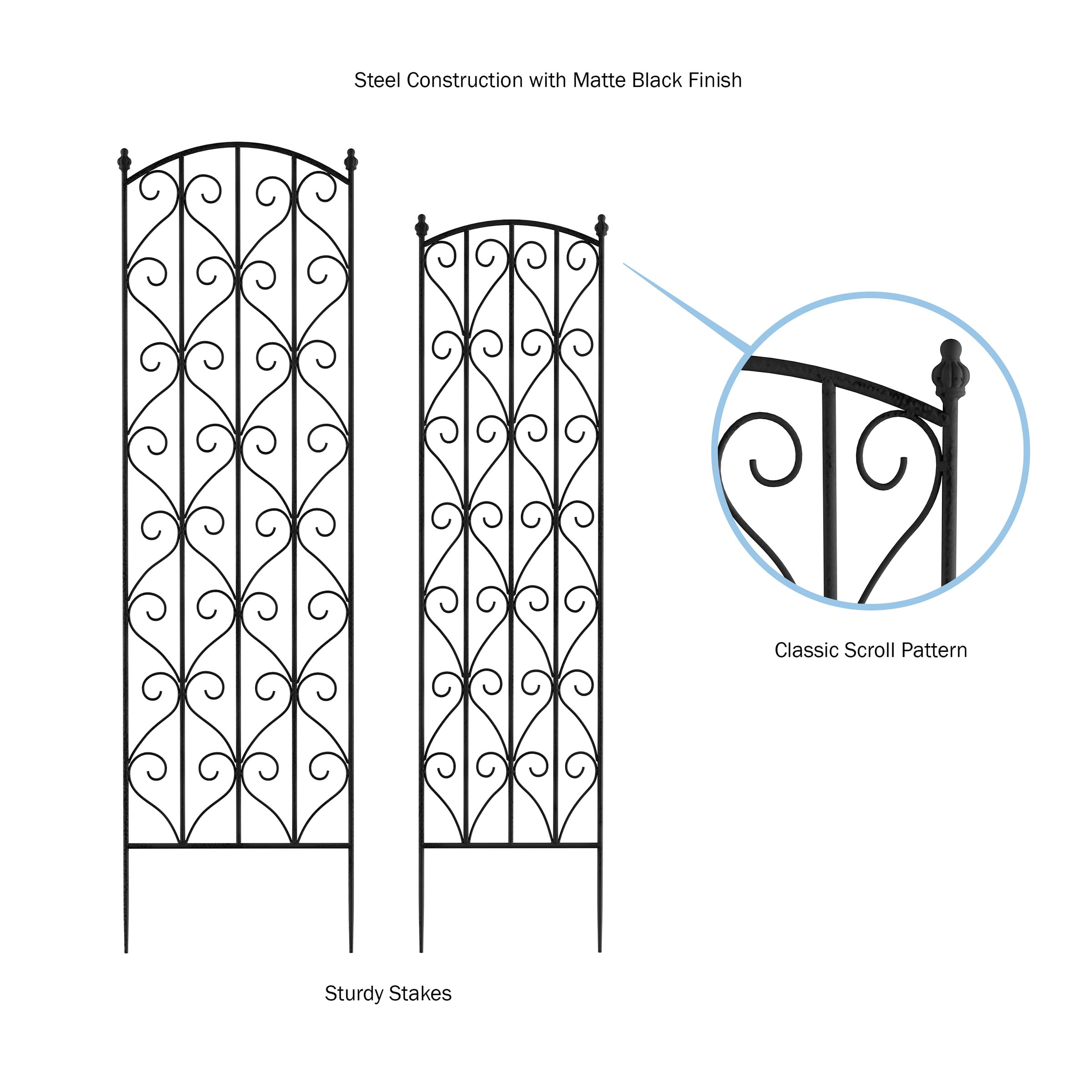 Pure Garden Set of 2 Decorative Garden Trellis for Climbing Plants (Black)
