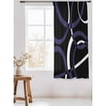 thumbnail image 3 of Sheer Curtains 63 Inch Length, Blue Geometric Semi Sheer Curtains Light Filtering Window Treatment, Contemporary White Abstract Lines Black Privacy Voile Drapes for Living Room Bedroom 52x63 Inch, 3 of 7