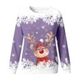 thumbnail image 4 of Zylarhe Girls Hoodies & Sweatshirts Cartoon Deer Head Long Sleeve Crew Neck Christmas Sweatshirt for Girls 3-4 Years Purple, 4 of 4