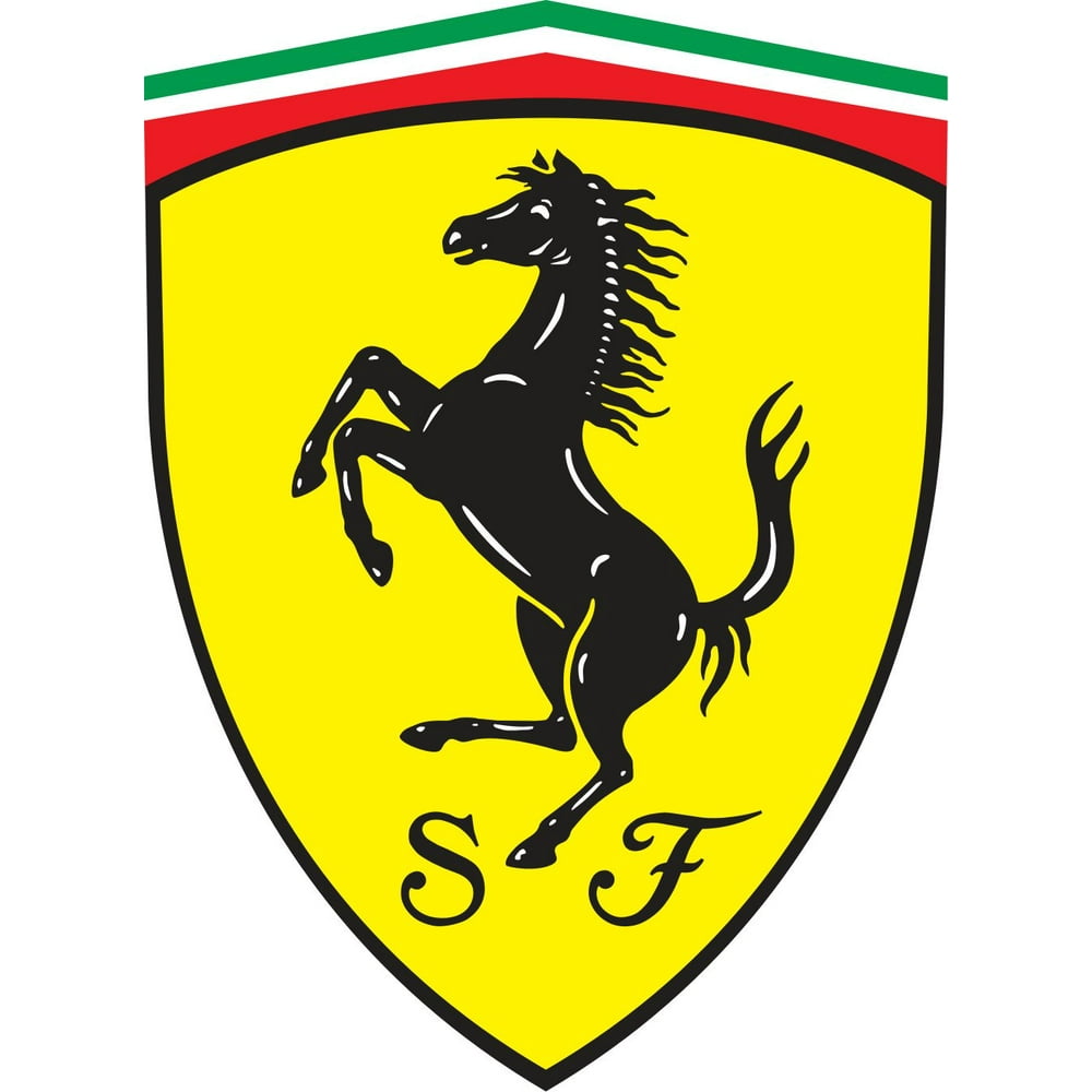 Ferrari Logo Black Prancing Horse Yellow Background Edible Cake Topper ...